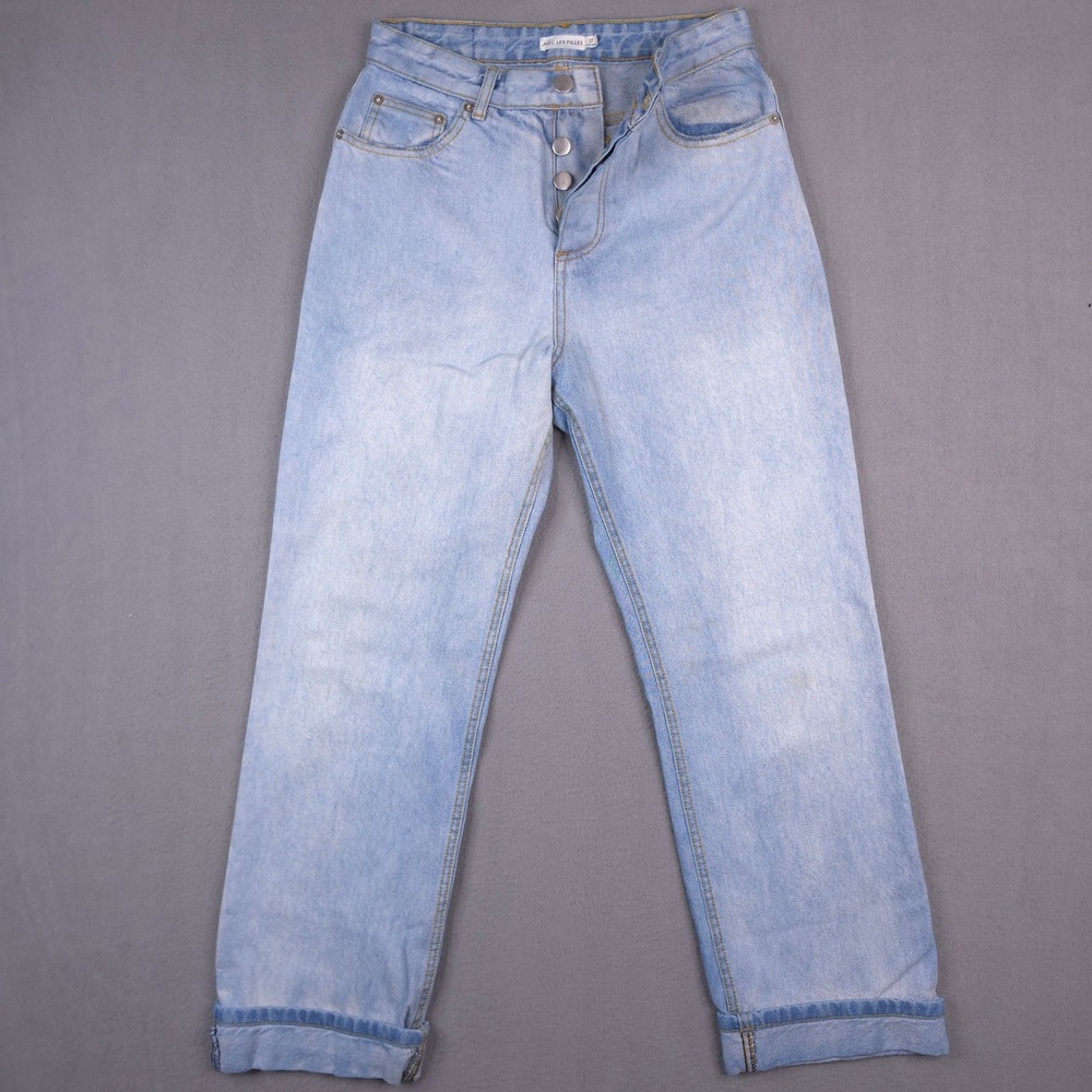 AVEC LES FILLES Jeans Straight Leg Button Fly Blue 27 Cotton Denim 90s Style